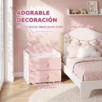 AIYAPLAY Mesita de Noche Infantil con 2 Cajones Montessori Bordes Redondeados para Niños de 3 a 8 Años 34x31x36 cm Rosa(m-5)