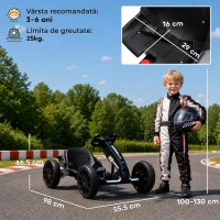 AIYAPLAY Go-Kart Electric pentru Copii 12V cu 2 Motoare, Negru(m-3)