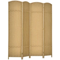 HOMCOM 4-teiliger Raumtrenner, Faltbarer Sichtschutz, Sichtschutzwand für Wohnzimmer, Schlafzimmer, Homeoffice, Natur(m-12)