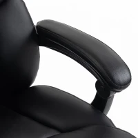 HOMCOM Executive Office Chair, 180kg Big and Tall PU Desk Chair with Linked Armrests, Pocket Spring Cushion, Adjustable Height, Rocking Function, 165° Reclining Backrest, Footrest, PU Casters, Black(m-10)