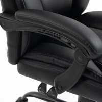 HOMCOM Executive Office Chair, 180kg Big and Tall PU Desk Chair with Linked Armrests, Pocket Spring Cushion, Adjustable Height, Rocking Function, 165° Reclining Backrest, Footrest, PU Casters, Black(m-12)