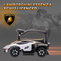 AIYAPLAY Lamborghini Essenza SCV1 Licensed 2 in 1 Kids Ride on Push Car Toddler Push Along Car with Parent Handle Foot To Floor Slider with Horn Steering Wheel NO POWER for 1 - 3 Years, White(m-4)
