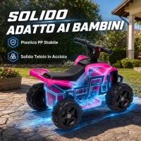 AIYAPLAY Quad Elettrico per Bambini 6V, Marce Avanti, 2 km/h, per 18-48 Mesi, Portata 25 kg, Interno ed Esterno, Fucsia(m-7)