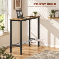 HOMCOM Rectangular Bar Table, Wood Effect Pub Coffee Table for Small Space, Breakfast Dining, Kitchen, Industrial, Rustic Brown(m-4)