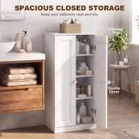 HOMCOM Narrow Bathroom Cabinet, Slim Storage Cabinet with 2 Doors & 4 Tiers, Freestanding Narrow Cupboard(m-4)