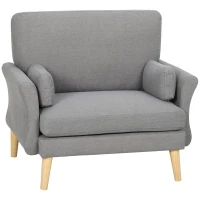 HOMCOM Gestoffeerde fauteuil met pocketvering en massief houten poten, donkergrijs(m-15)