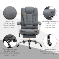 Vinsetto Silla de Oficina con 6 Puntos de Masaje Función de Calentamiento Reposapiés y Control Remoto 65x70x111-119 cm Gris(m-8)