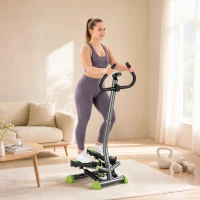 HOMCOM Máquina de Step Stepper Fitness em Casa com Tela LCD Alça e Pedais Antiderrapantes para Ginásio 55x44x108 cm Cinzento(m-2)