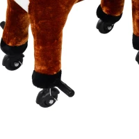 HOMCOM Cheval à Monter pour Enfant, Cheval à Roulettes en Peluche, Sons Réalistes, Poignée, 75 cm de Haut, Marron(m-11)