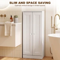 HOMCOM Narrow Bathroom Cabinet, Slim Storage Cabinet with 2 Doors & 4 Tiers, Freestanding Narrow Cupboard(m-5)