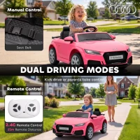 AIYAPLAY 12V Audi TT RS Licensed Electric Car, Electric Ride On Toy with Remote Control, Dual Motors, 4-Wheel Suspension, Pink(m-5)
