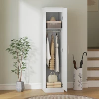 HOMCOM Kleiderschrank Mehrzweckschrank mit Kleiderstange, Regal, Soft-Close-Tür 40 x 52 x 180 cm Weiß(m-8)