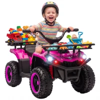 AIYAPLAY Quad Elétrico Infantil 12V com 2 Motores, Bateria de Lítio, 2 Cestos e MP3, Rosa, 3-8 Anos(m-1)