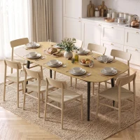 HOMCOM Masă extensibilă dreptunghiulară pentru 6–8 persoane, masă de bucătărie 160-200 cm cu poliță, maro(m-6)