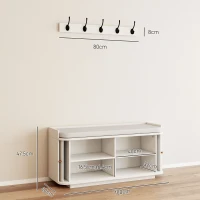 HOMCOM Hallway Storage Unit, Hallway Furniture Set with Shoe Storage Cabinet and 5 Hooks Coat Rack, White(m-3)