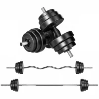 SPORTNOW Set Manubri 3-in-1, Bilanciere Antiscivolo, 50 kg, Nero(m-1)