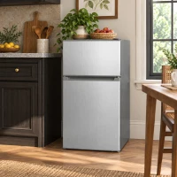 HOMCOM Réfrigérateur congélateur 88 L, petit réfrigérateur combiné avec portes réversibles et éclairage, 45,5x50x86,5cm, gris(m-10)