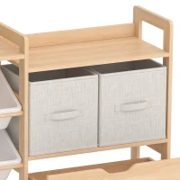 AIYAPLAY Meuble Rangement Enfant, Rangement Jouet Enfant, 9 Bacs, 2 Tiroirs Tissu, Tiroir en Bois sur Roulettes, Naturel et Blanc(m-12)