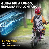 HOMCOM Moto Elettrica per Bambini con Acceleratore Manuale, 2 Velocità 8-16km/h, Età 8-12 Anni, Rosa(m-6)