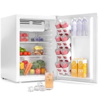 HOMCOM Nevera Pequeña con Congelador 72,5L Silenciosa Puerta Reversible Termostato Ajustable Estante Ajustable y Cajón Blanco(m-11)