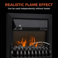 HOMCOM Electric Fireplace Stove Freestanding/ Inset, 1000W/2000W, Electric Fire Heater with LED Flame Effect, Coal Logs, Black(m-4)