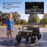 AIYAPLAY Mașină Electrică pentru Copii, Off-Road 24V cu 2 Locuri, Verde Închis(m-3)