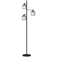 HOMCOM Lámpara de Pie 40W, 3 Bombillas LED E27, Mando Magnético, Regulable, 3 Temperaturas de Color, Negro(m-7)