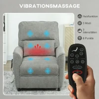 HOMCOM Relaxsessel Fernsehsessel Elektrisch mit Liegefunktion Heizung Vibrationsmassage(m-4)