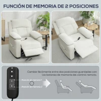 HOMCOM Sillón Reclinable 150° Efecto Terciopelo con Reposapiés, Mando a Distancia y Bolsillo Lateral, 96x90x103 cm, Beige(m-8)
