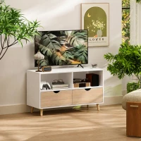 HOMCOM TV-kast, TV-meubel met Laden, Open Planken, Hout, 99 x 39 x 58 cm, Wit(m-6)