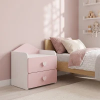 AIYAPLAY Mesita de Noche Infantil con 2 Cajones Montessori Bordes Redondeados para Niños de 3 a 8 Años 34x31x36 cm Rosa(m-8)