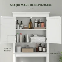 HOMCOM Dulap deasupra toaletei cu 2 uși și raft deschis, bară inferioară, 70x20x175 cm, alb(m-4)