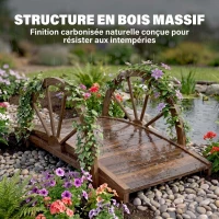 Outsunny Pont de jardin en bois, avec balustrade à demi-roues charge max. 150 KG, 100 x 50 x 37 cm, marron(m-5)