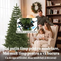HOMCOM Brad artificial de Crăciun Brad Nobil, 1161 ramuri, 210 cm, verde(m-6)