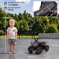 AIYAPLAY Kinder Quad Elektro 6V Kinderquad mit Lithium-Akku Vorwärtsfunktion Lenkerknopf-Steuerung 1,5-2 Jahre Schwarz(m-3)