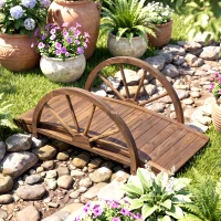 Outsunny Pont de jardin en bois, avec balustrade à demi-roues charge max. 150 KG, 100 x 50 x 37 cm, marron(m-14)