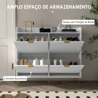 HOMCOM Sapateira Estreita com 4 Gavetas Basculantes e Prateleiras Ajustáveis para 16 Pares 106x24x102 cm Branco(m-4)