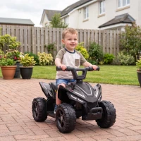 AIYAPLAY Quad Elettrico per Bambini 6V, Marce Avanti, 2 km/h, per 18-48 Mesi, Portata 25 kg, Interno ed Esterno, Nero(m-10)