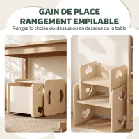 AIYAPLAY Ensemble Table et Chaise Enfant Réversible, Hauteurs Réglables, Poignées Nuage, 18-36 Mois, 38 x 36 x 33,5 cm, Naturel(m-7)