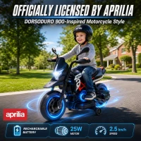 AIYAPLAY 6V Kids Electric Motorbike with Training Wheels, Headlight, Music, Horn for 80-110 cm Height, 18 Months-4 Years, Black(m-4)