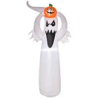 HOMCOM Halloween aufblasbares Gespenst 1,8 m Dekoration mit LEDs Weiß + Orange Polyester 80 x 40 x 180 cm(m-1)