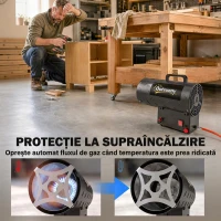 Outsunny Generator de Aer Cald pe Gaz, Portabil, 10 kW, cu Protecție, Negru(m-6)