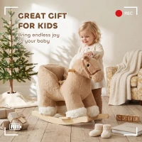 AIYAPLAY Cheval à Bascule pour Enfants, Animal à Bascule Bébé en Peluche avec Sons, Ceinture de Sécurité, 18-36 Mois, Marron(m-9)