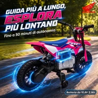AIYAPLAY Moto Elettrica per Bambini 3+ Anni Licenza Honda CRF 450R, 12V Batteria al Litio, con Sospensioni, Rosa(m-5)