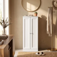 HOMCOM Narrow Bathroom Cabinet, Slim Storage Cabinet with 2 Doors & 4 Tiers, Freestanding Narrow Cupboard(m-8)