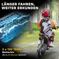 HOMCOM Elektro-Motorrad für Kinder, 24V Kindermotorrad mit Hupe, Leuchte, mit Drehgriff-Gashebel, 8-16 km/h, 8-12 Jahre, Rot(m-6)