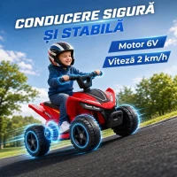 AIYAPLAY ATV Electric pentru Copii 18-48 Luni, 6V, 2 km/h, Sarcină 25 kg, Roșu(m-4)