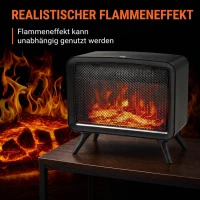 HOMCOM Elektrokamin 800/1600W elektrischer Kamin mit Heizung, Abnehmbarer Sockel, Einstellbarer Thermostat 3D-Flammeneffekt(m-5)