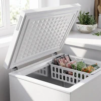 HOMCOM 91L Freestanding Chest Freezer with Removable Storage Basket, Chest Freezer with Mechanical Temperature Control, White(m-12)
