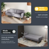 HOMCOM Sofá Cama de 3 Plazas Moderno 173x75x73 cm Sofá Cama Plegable Tapizado en Lino Sintético con Respaldo Ajustable en 3 Niveles y Reposabrazos Desmontables para Salón Oficina Gris(m-7)